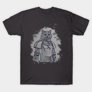 drawing style of cat in armor T-Shirt